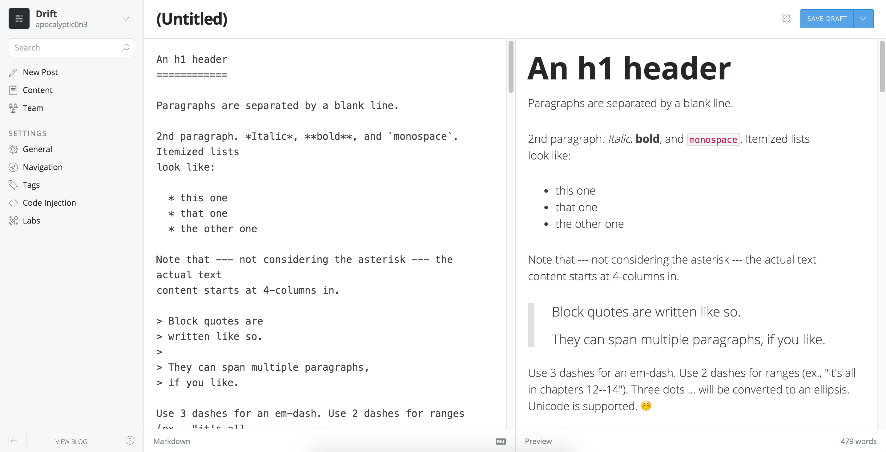 The Ghost Markdown Editor
